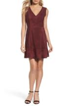 Women's Bb Dakota Lynne Faux Suede Skater Dress - Burgundy