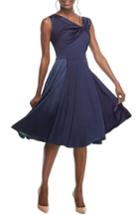 Women's Gal Meets Glam Collection Noelle Twist Neck Satin Dress - Blue