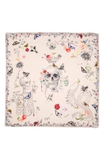 Women's Alexander Mcqueen Treasure Skull Silk Scarf, Size - Pink