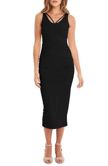 Women's Michael Stars Reversible Stretch Cotton Midi Dress - Black