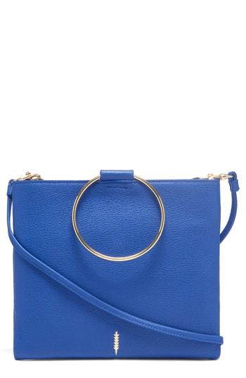 Thacker Le Pouch Leather Ring Handle Crossbody Bag - Blue