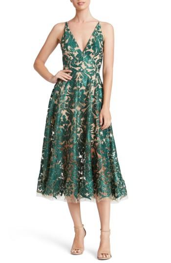 Women's Dress The Population Blair Embellished Fit & Flare Dress - Green