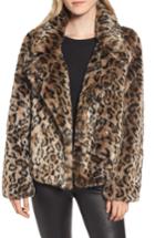 Women's Sam Edelman Faux Fur Leopard Jacket - Brown