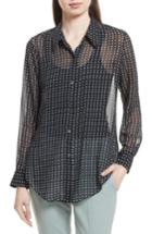 Women's Theory Sunaya Square Silk Chiffon Shirt, Size - Blue