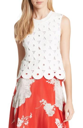 Women's Alice + Olivia Reva Medallion Crochet Sweater - White