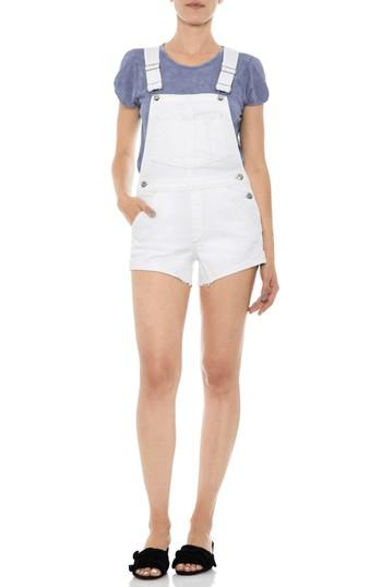 Women's Joe's Short Denim Overalls - White