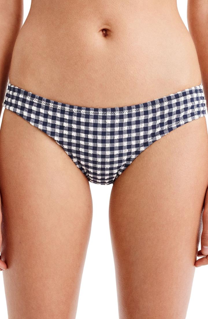 Women's J.crew Gingham Surf Hipster Bikini Bottoms - Blue