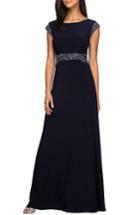 Women's Alex Evenings Embellished Cap Sleeve A-line Gown