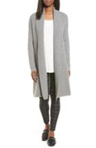 Women's Halogen Long Ribbed Cashmere Cardigan /x-large - Grey