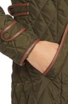 Petite Women's Lauren Ralph Lauren Faux Leather Trim Quilted Coat P - Green