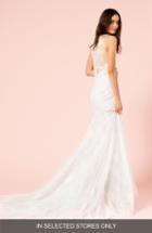 Women's Bliss Monique Lhuillier Illusion V-neck Trumpet Dress, Size In Store Only - White