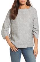 Women's Caslon Ruched Sleeve Linen Pullover - Ivory