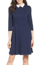 Women's French Connection 'fast Fresh' Collared Jersey Fit & Flare Dress - Blue