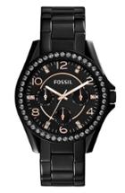 Women's Fossil 'riley' Round Crystal Bezel Bracelet Watch, 38mm