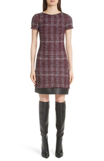 Women's St. John Collection Flecked Textures Plaid Knit Dress - Purple