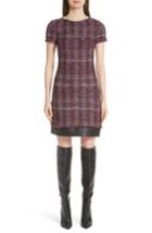 Women's St. John Collection Flecked Textures Plaid Knit Dress - Purple