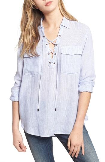 Women's Rails Matea Stripe Lace-up Top - Blue