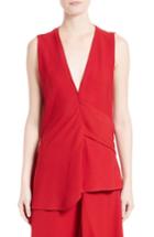 Women's Victoria Beckham Satin Crepe Drape Top Us / 8 Uk - Red