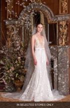 Women's Monique Lhuillier Etoile Embroidered Trumpet Gown, Size - White
