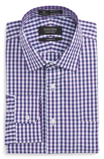 Men's Nordstrom Men's Shop Smartcare(tm) Classic Fit Check Dress Shirt 33 - Purple