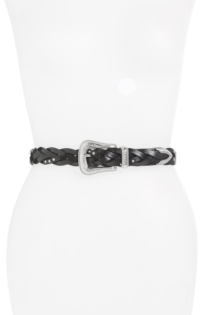 Women's Rebecca Minkoff Lara Braided Leather Belt /small - Black