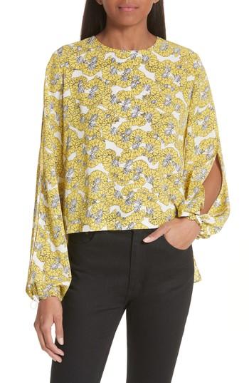 Women's Robert Rodriguez Floral Print Ruffle Back Top - Yellow