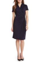 Women's Karen Kane Short Sleeve Jersey Cascade Faux Wrap Dress