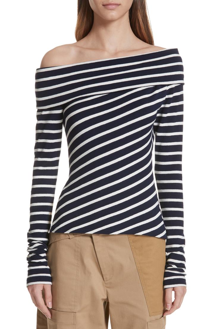 Women's Monse Stripe Off The Shoulder Top - Blue