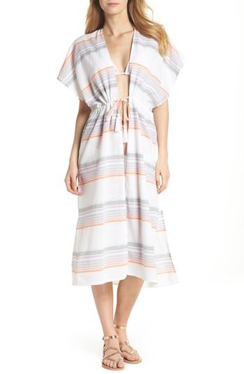 Women's Echo Sunset Stripe Strapless Cover-up Romper, Size - White