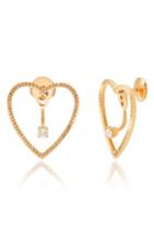 Women's Yvonne Leon Heart & Diamond Ear Jackets