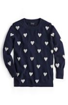 Women's J.crew Intarsia Hearts Everyday Cashmere Sweater, Size - Blue