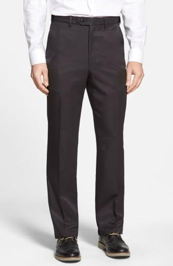 Men's Berle Self Sizer Waist Flat Front Trousers X Unhemmed - Black