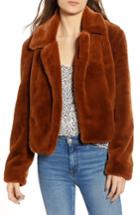 Women's Blanknyc Cropped Faux Fur Jacket - Brown