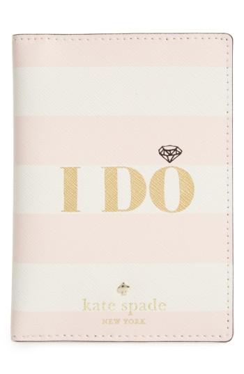 Kate Spade New York Wedding Belles - I Do/i Did Leather Passport Holder - White