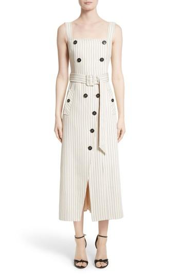 Women's Altuzarra Audrey Button Detail Pinstripe Dress Us / 44 Fr - Ivory