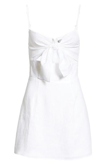Women's Reformation Sullivan Tie Front Linen Minidress - White