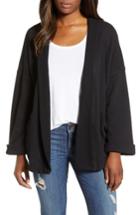 Women's Caslon Off-duty Roll Sleeve Cotton Blend Jacket - Black