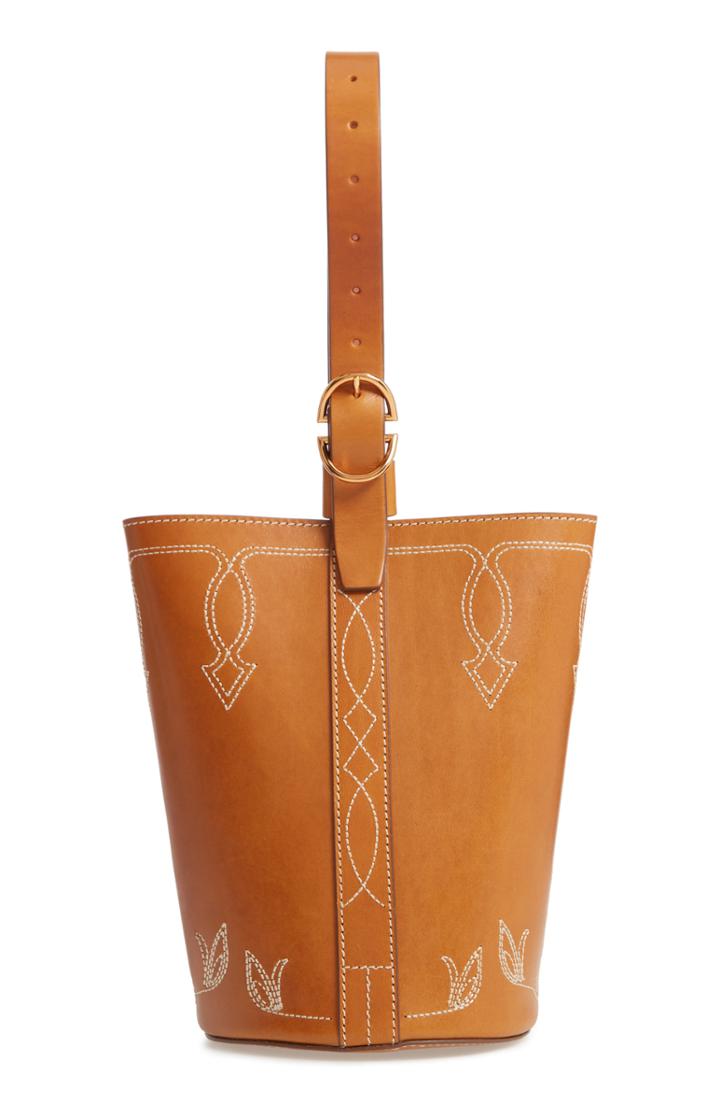 Trademark Small Western Leather Bucket Bag - Brown