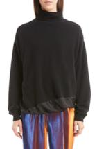 Women's Dries Van Noten Silk Hem Cashmere Turtleneck Sweater - Black