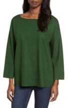 Petite Women's Eileen Fisher Boiled Wool Jersey Top, Size P - Green