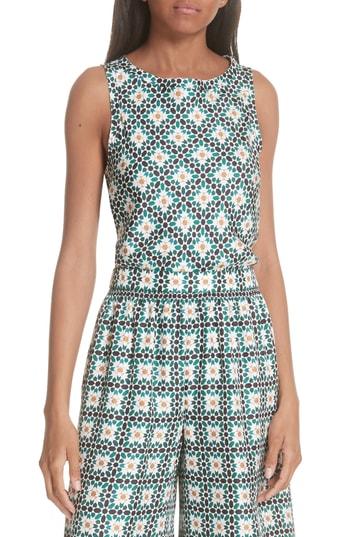 Women's Theory Racer 2b Tile Print Silk Top, Size - Blue