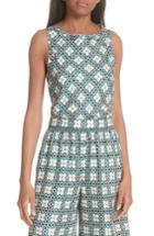 Women's Theory Racer 2b Tile Print Silk Top, Size - Blue