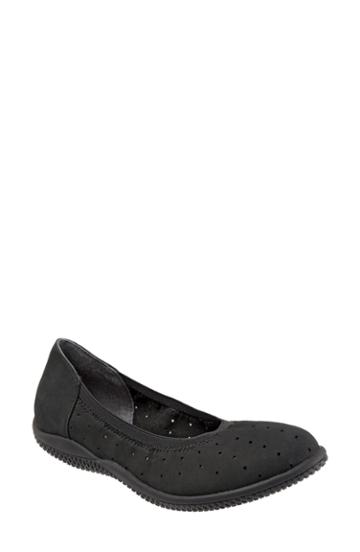Women's Softwalk 'hampshire' Dot Perforated Ballet Flat .5 Ww - Black