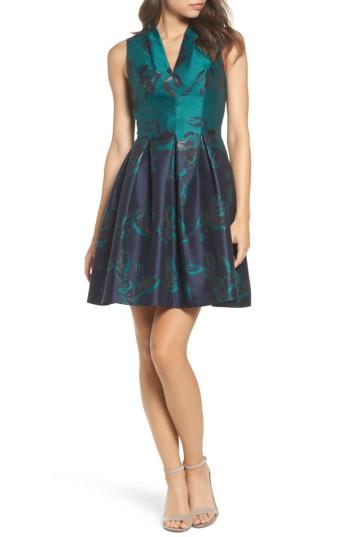 Women's Vince Camuto Jacquard Fit & Flare Dress - Blue