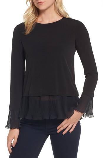 Women's Michael Michael Kors Ruffle Hem Top - Black