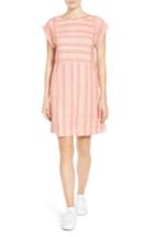 Women's Caslon Stripe Linen Shift Dress, Size - Coral