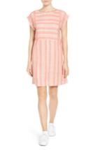 Women's Caslon Stripe Linen Shift Dress, Size - Coral