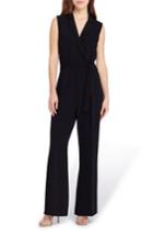 Women's Tahari Collared Crepe Jumpsuit - Black