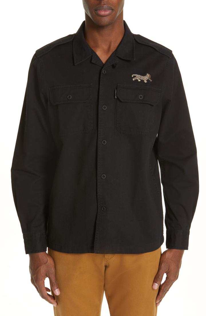 Men's Ovadia & Sons Military Woven Shirt - Black