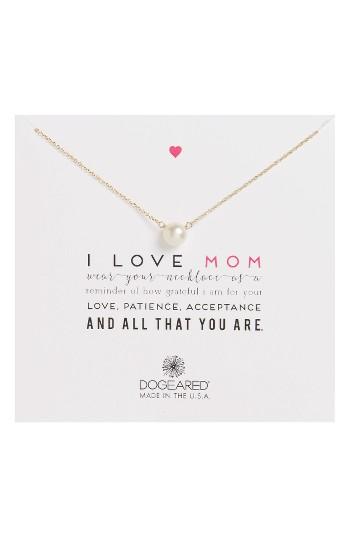 Women's Dogeared I Love Mom Pearl Pendant Necklace